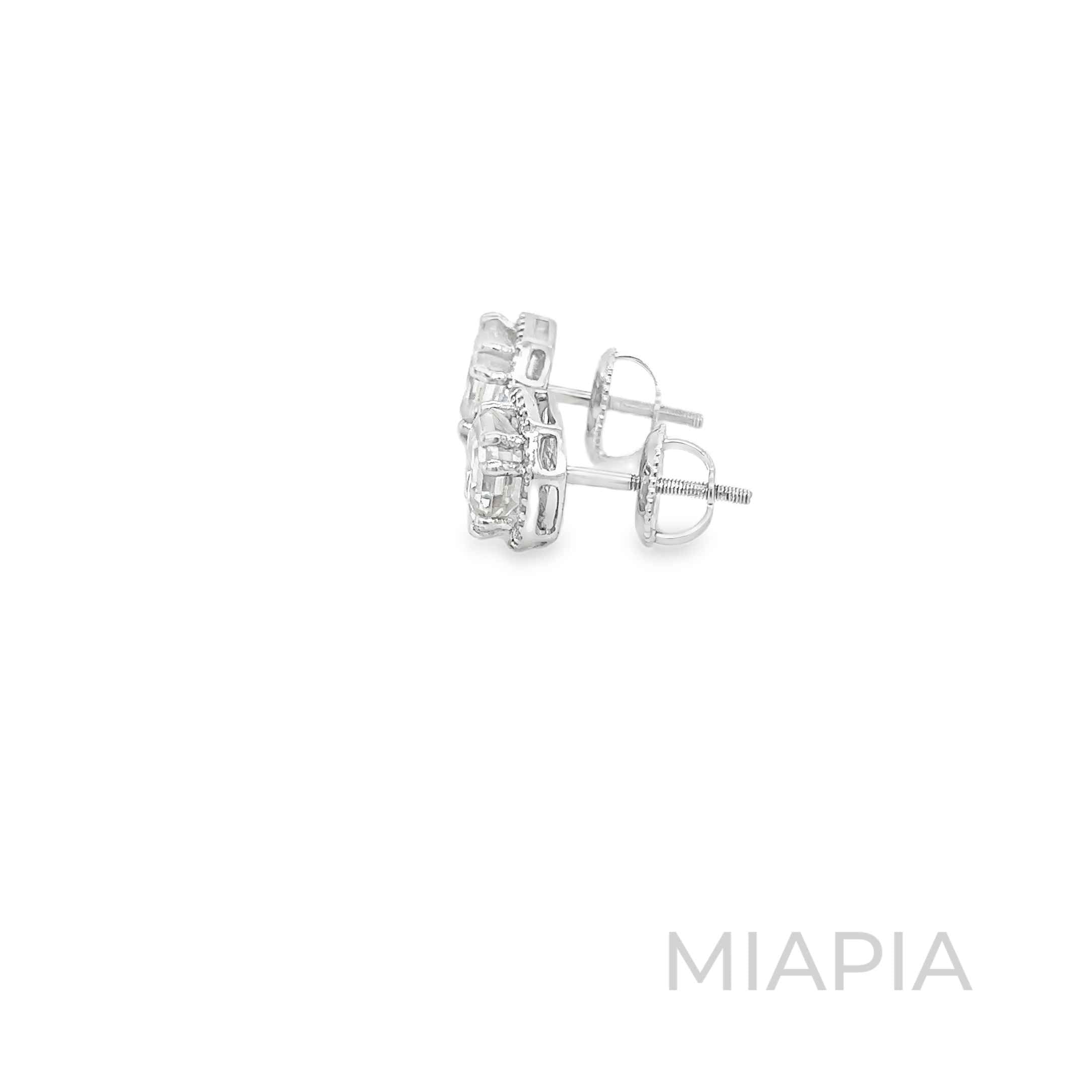 3-Carat Asscher Cut Moissanite Halo Studs