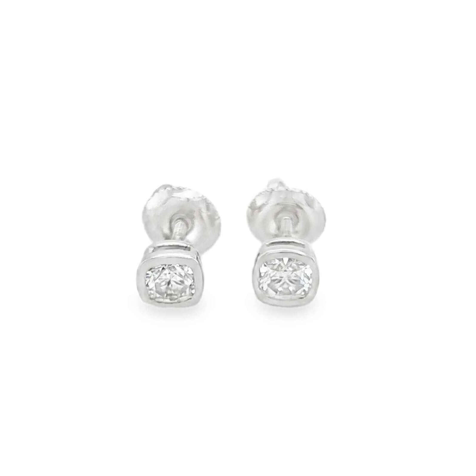 1-Carat Cushion Cut Bezel Studs
