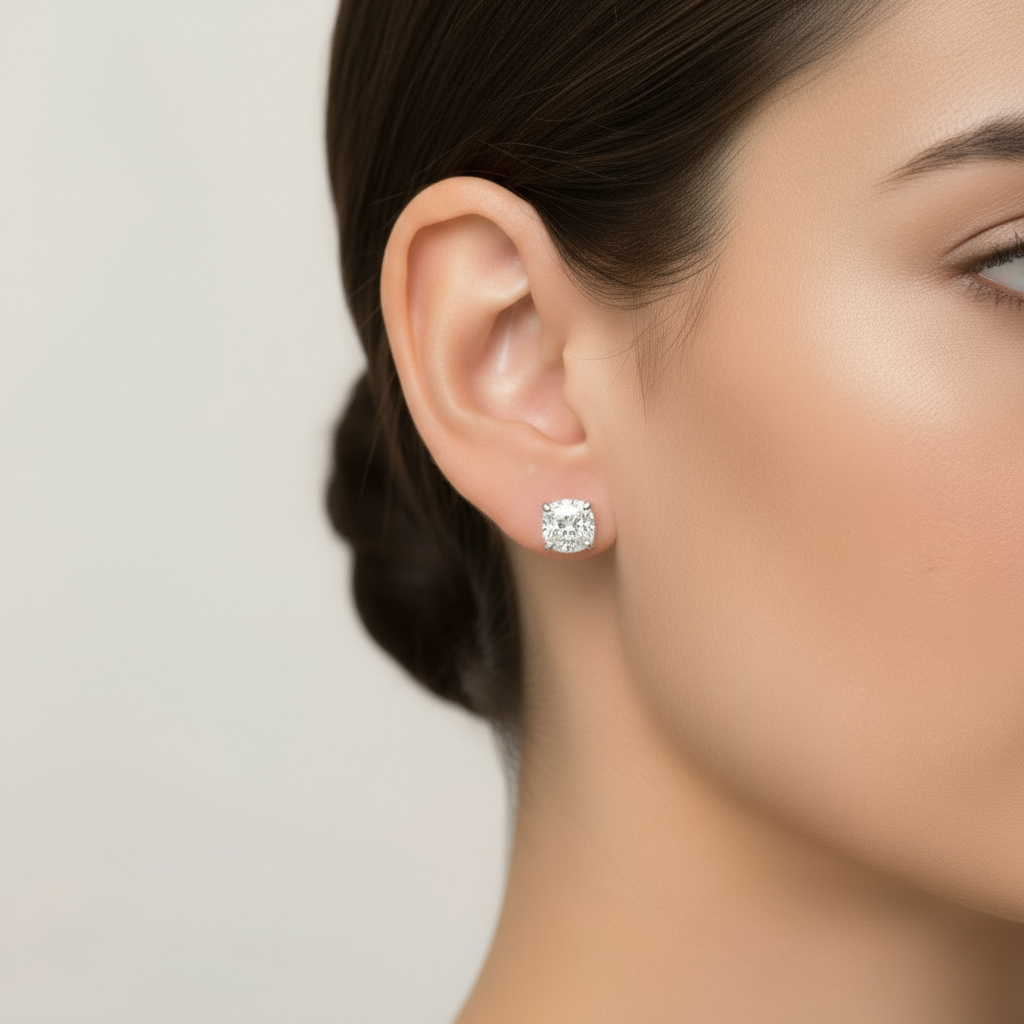 3.5-Carat Cushion Cut Studs