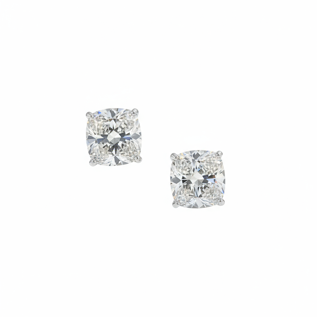 3.5-Carat Cushion Cut Studs