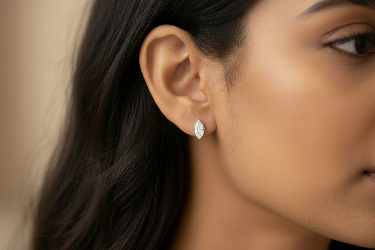 1-Carat Marquise Bezel Studs