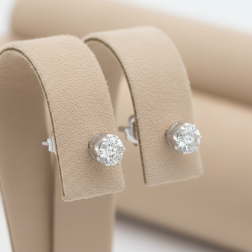 1-Carat Round Moissanite Stud