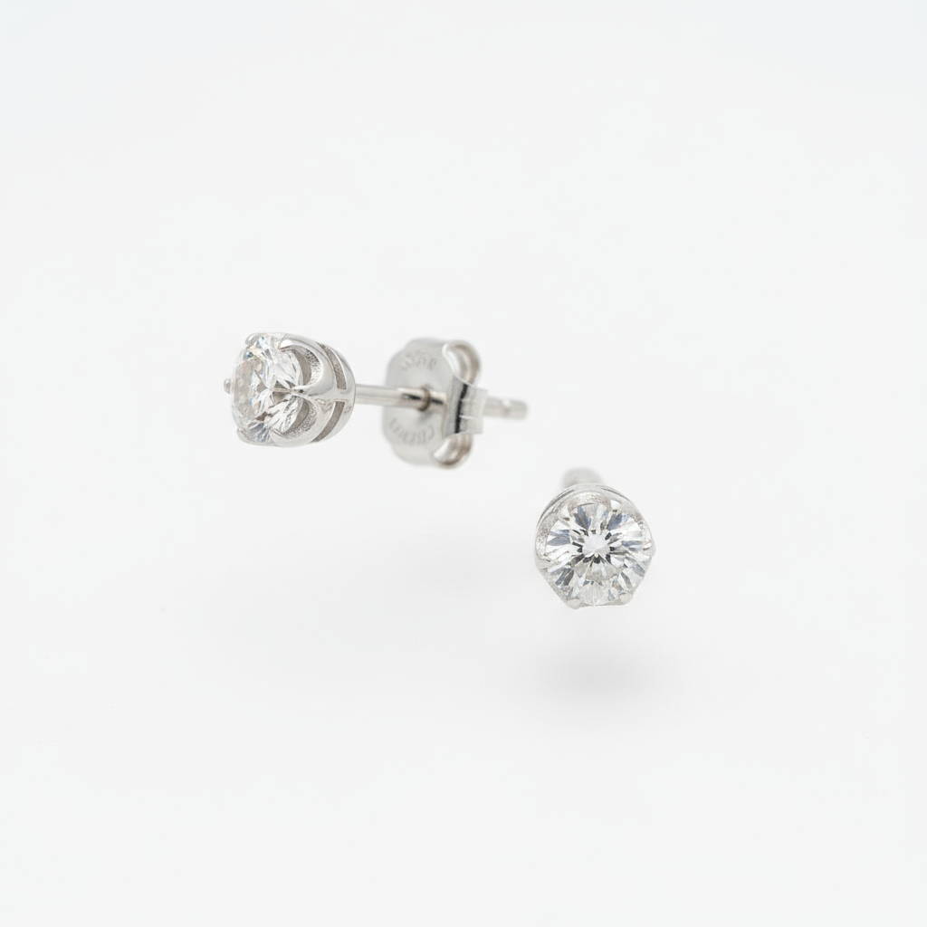 1-Carat Round Moissanite Stud