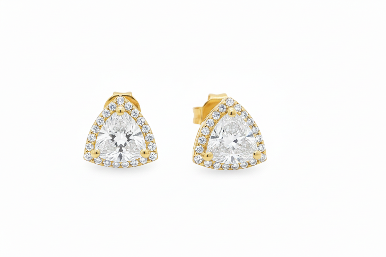 2.5-Carat Trillion Moissanite Halo Studs