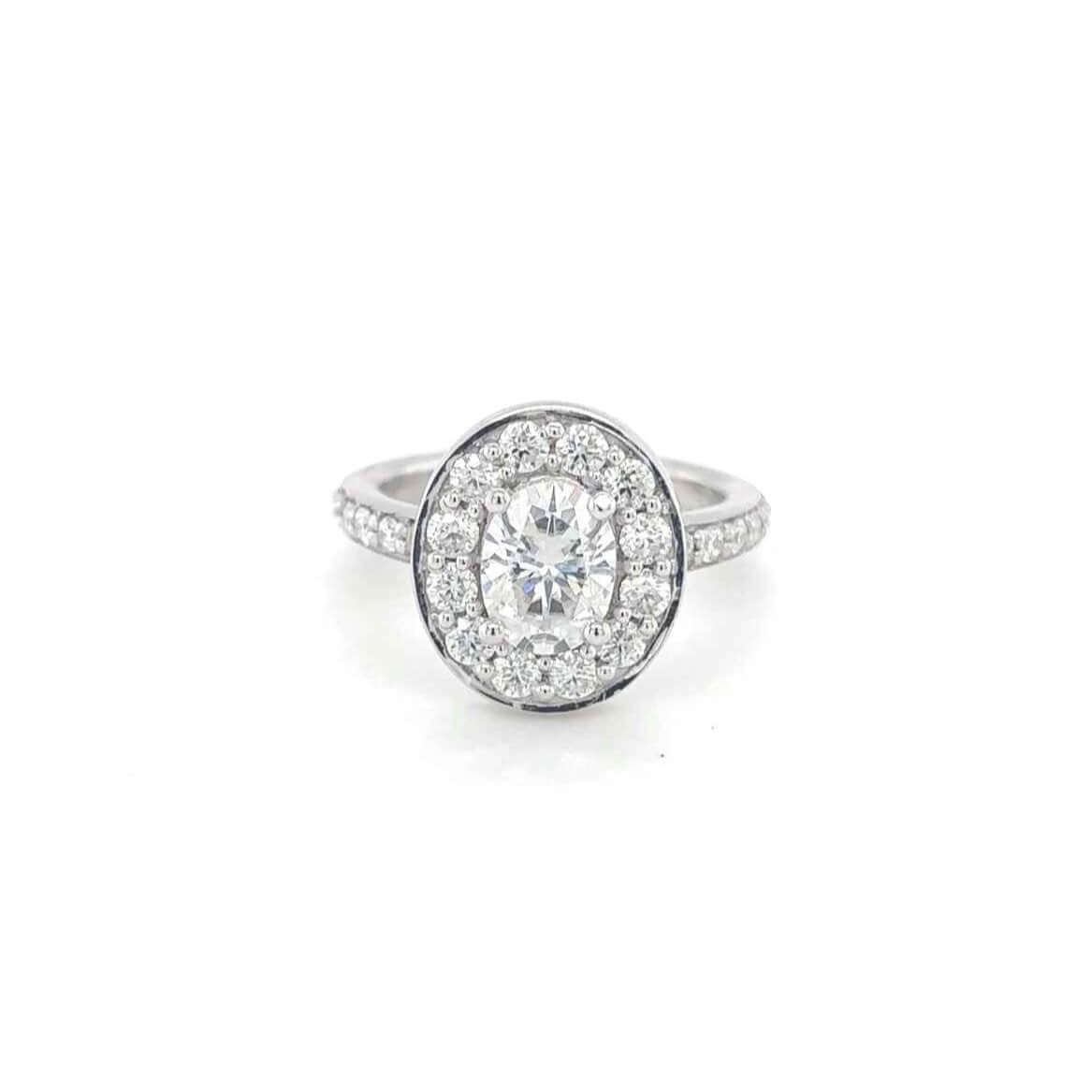2 Carat Halo Oval Moissanite Ring