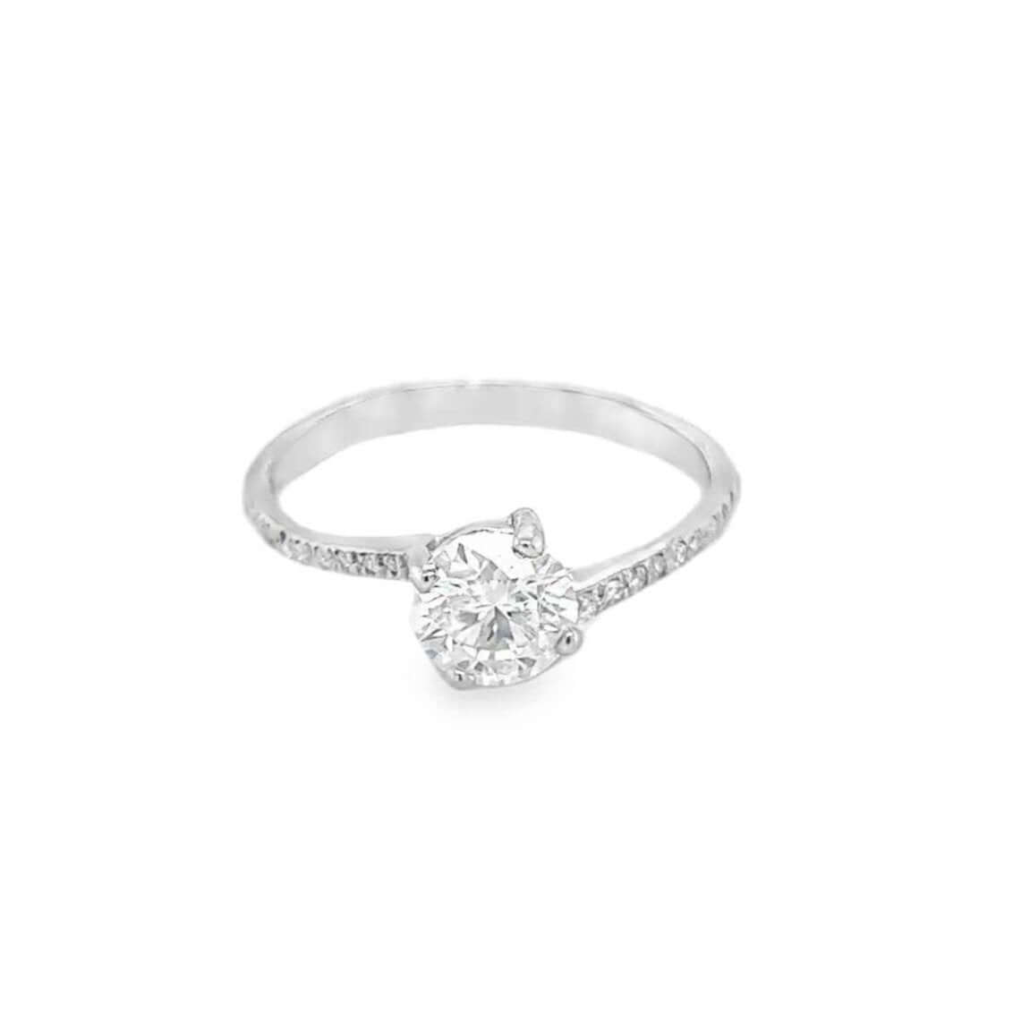 1 Carat Round Moissanite Solitaire Ring