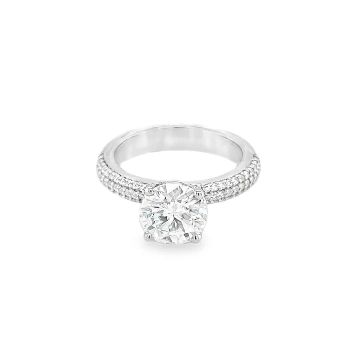 2 Carat Moissanite Pavé Band Solitaire Ring