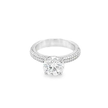 2 Carat Moissanite Pavé Band Solitaire Ring