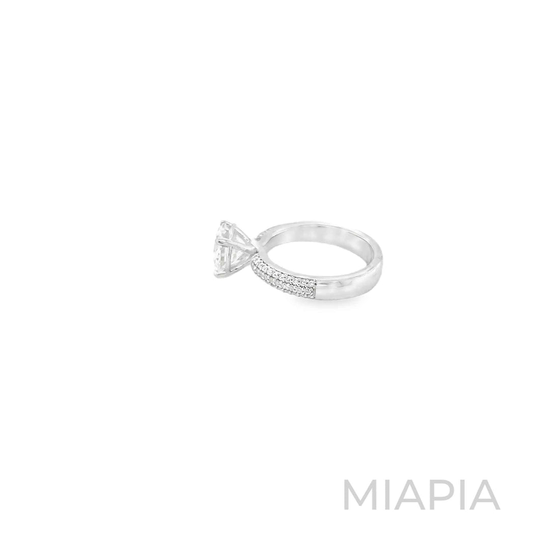 2 Carat Moissanite Pavé Band Solitaire Ring