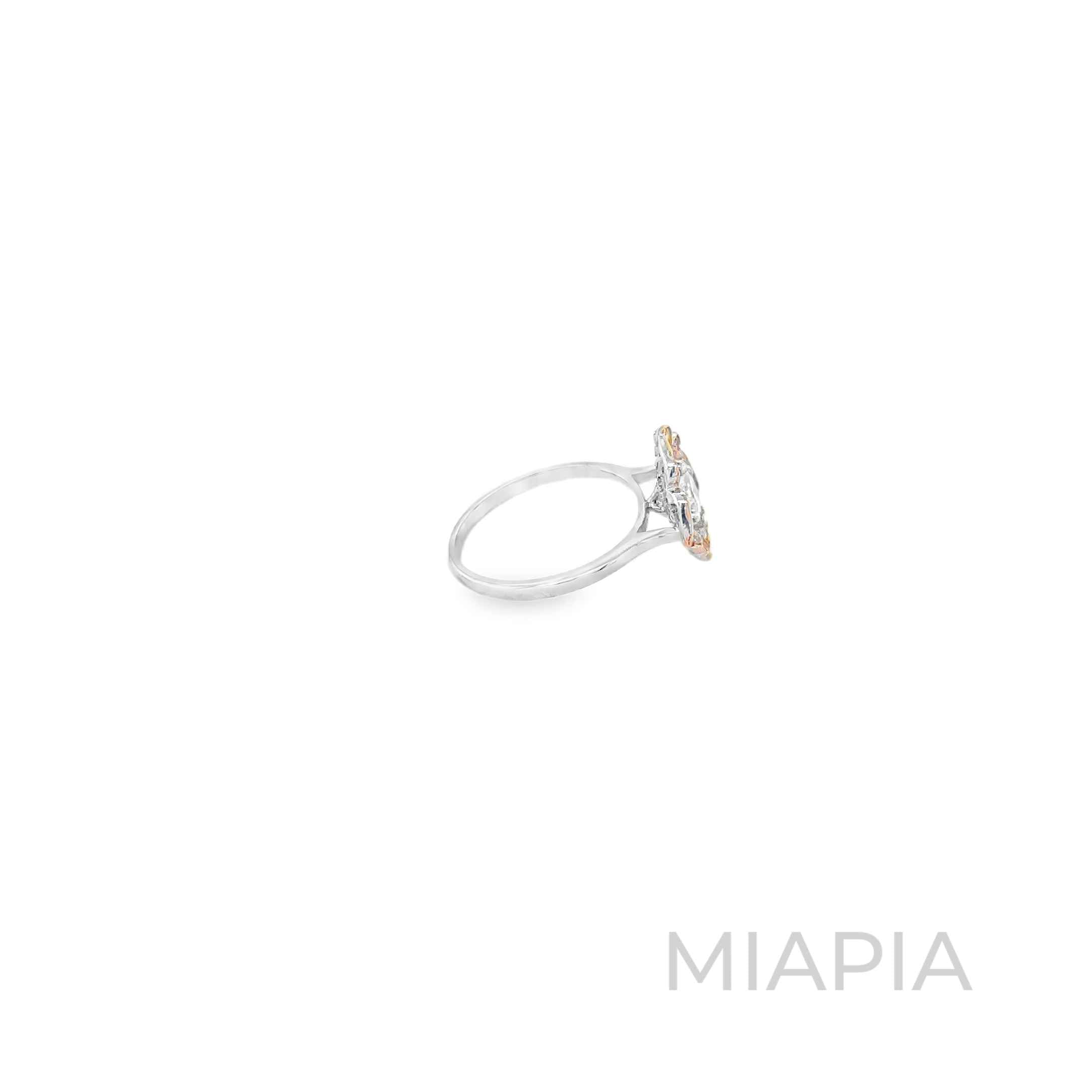 1 Carat Tri-Tone Floral Halo Ring