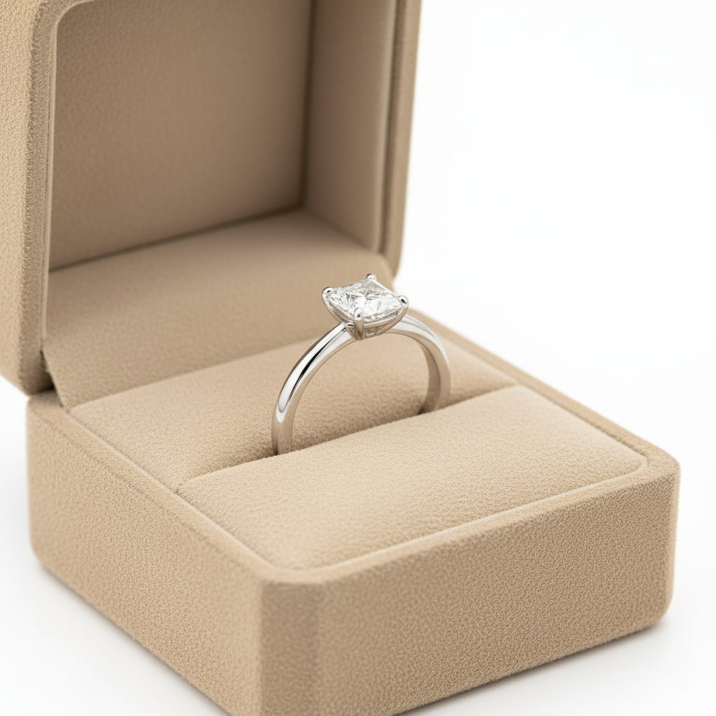 3/4 Carat Princess Cut Solitaire Ring