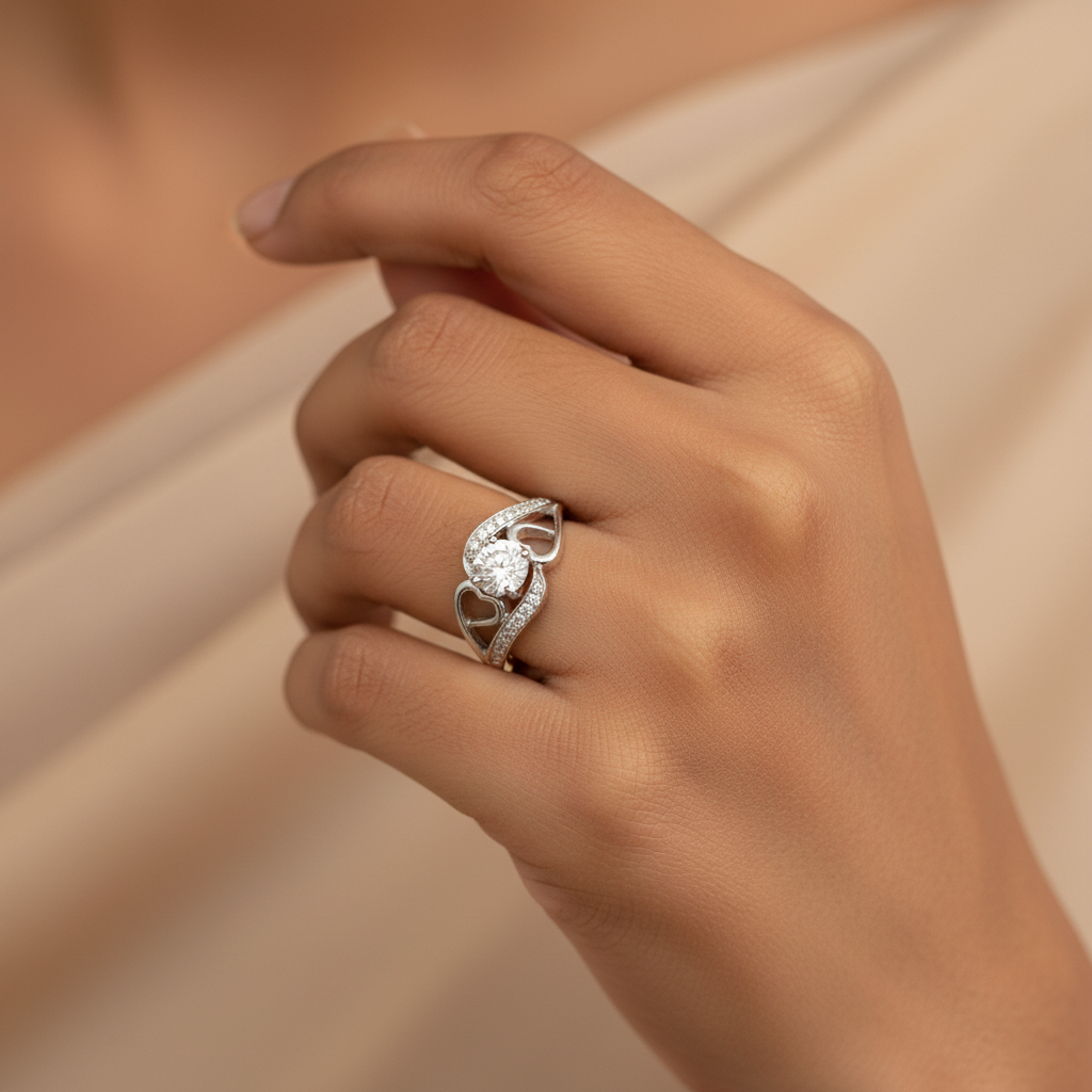 1 Carat Swirl Moissanite Ring