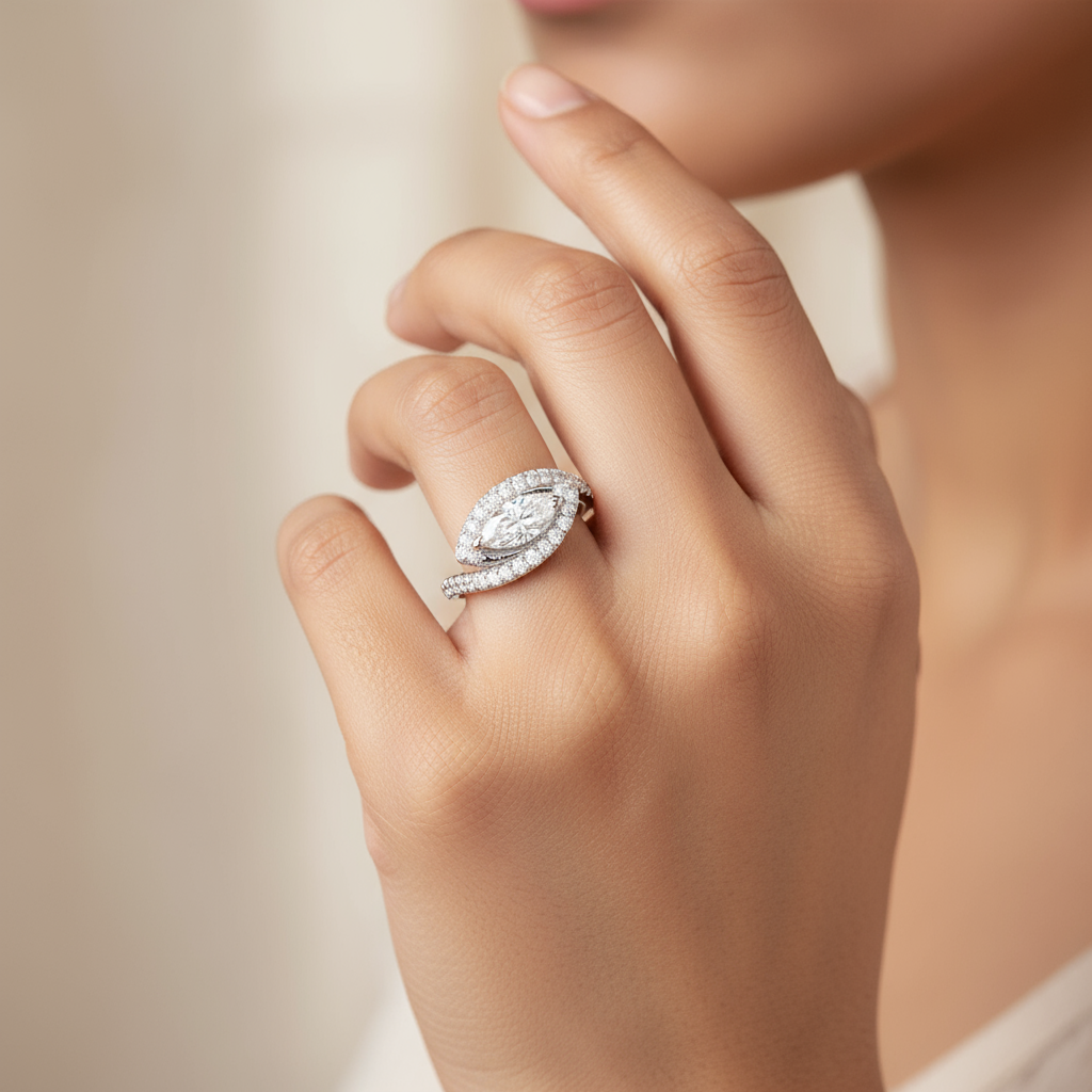 1 Carat Swirl Pavé Moissanite Ring