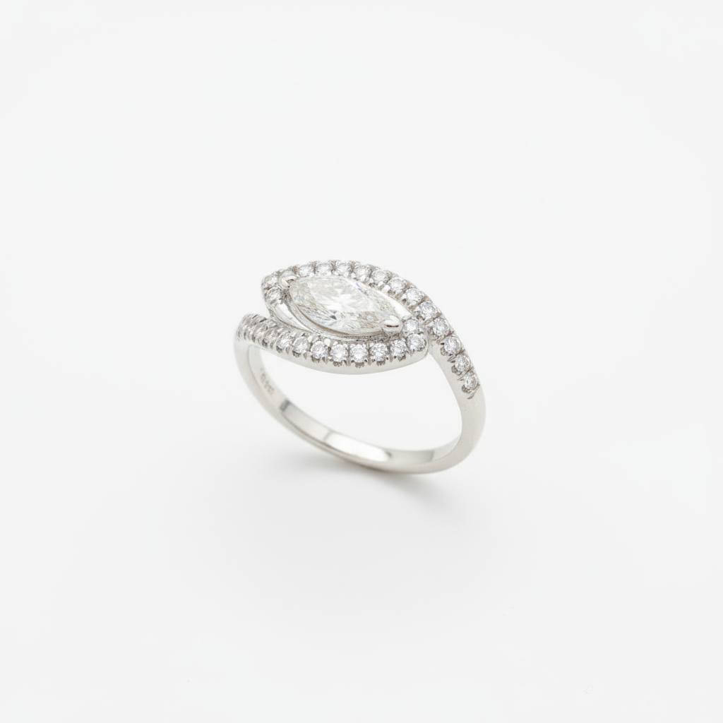 1 Carat Swirl Pavé Moissanite Ring