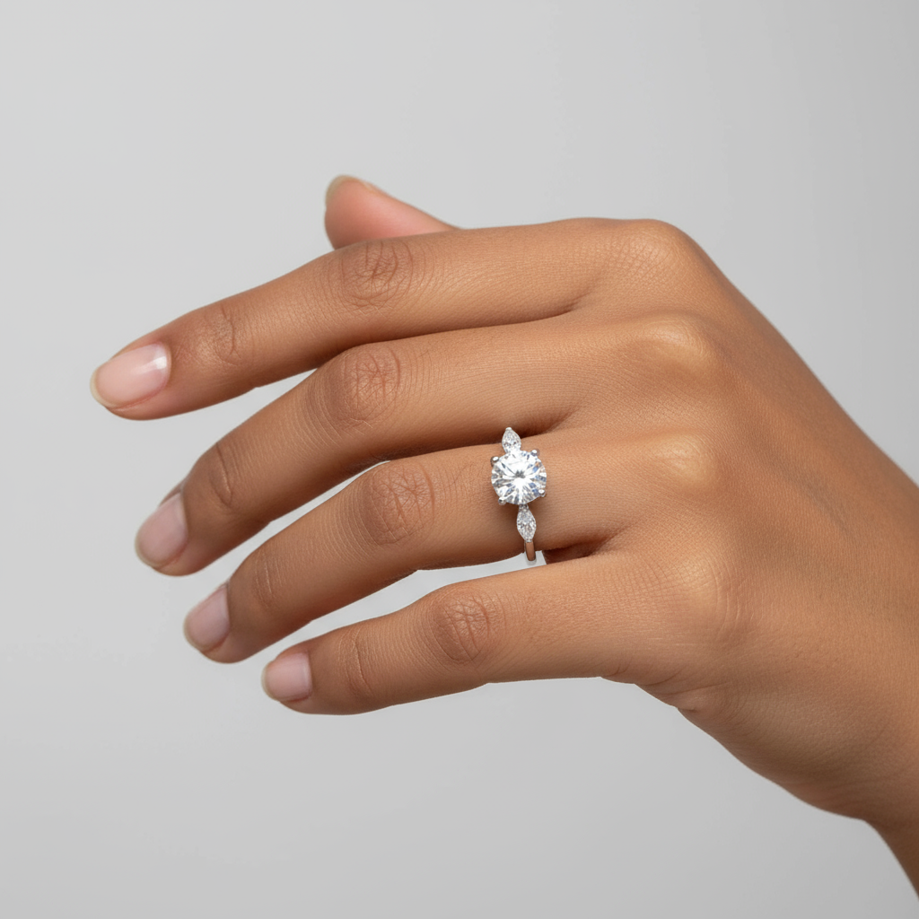 1.5 Carat Round and Pear-Cut Ring