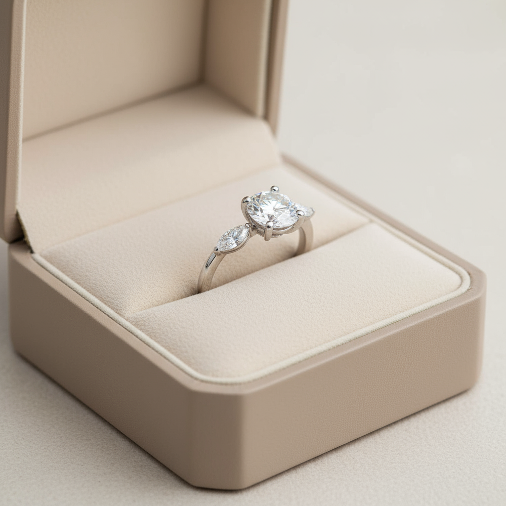 1.5 Carat Round and Pear-Cut Ring