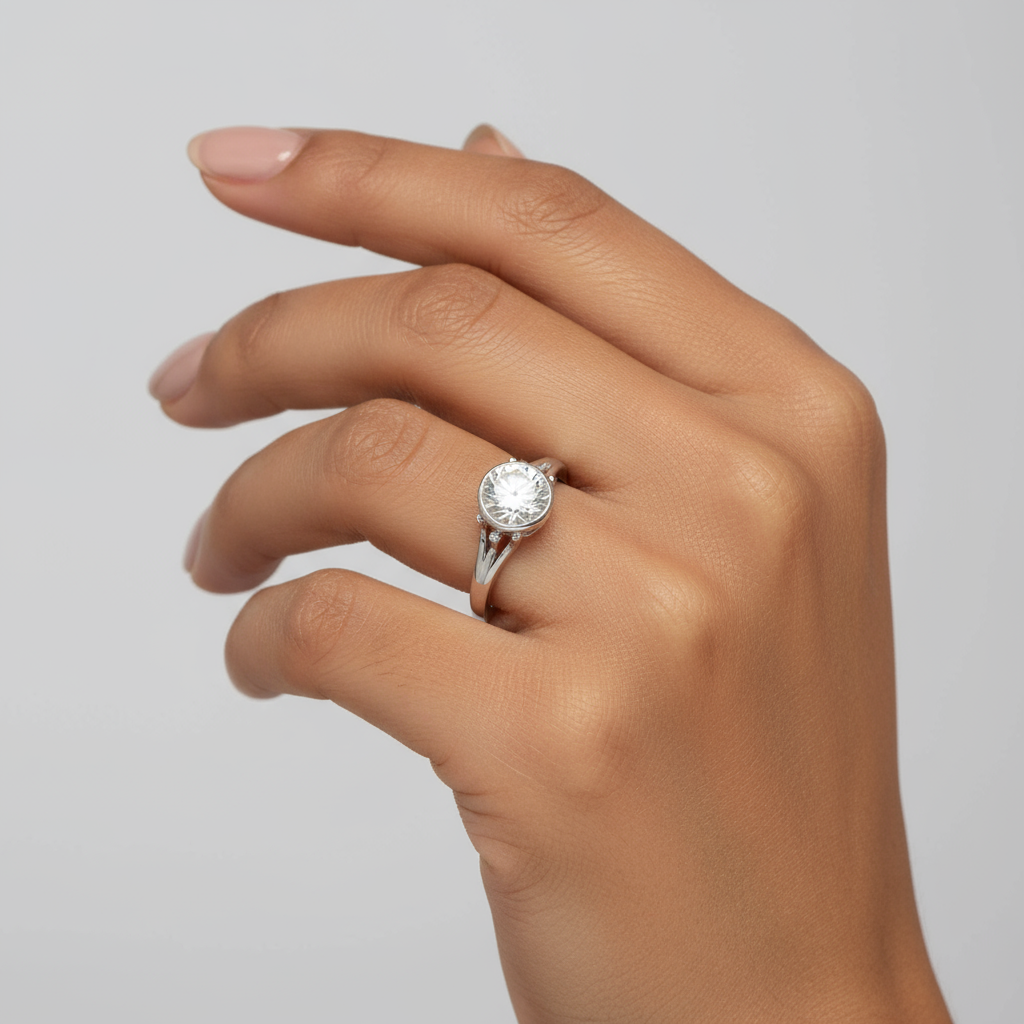 1 Carat Round-Cut Bezel Ring