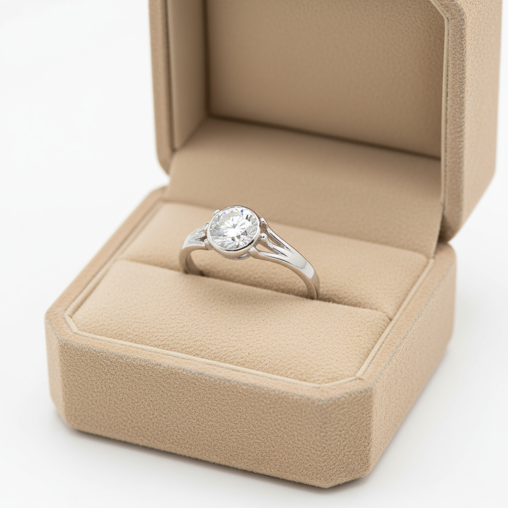 1 Carat Round-Cut Bezel Ring