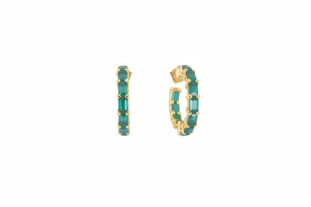 Emerald Charm Hoops