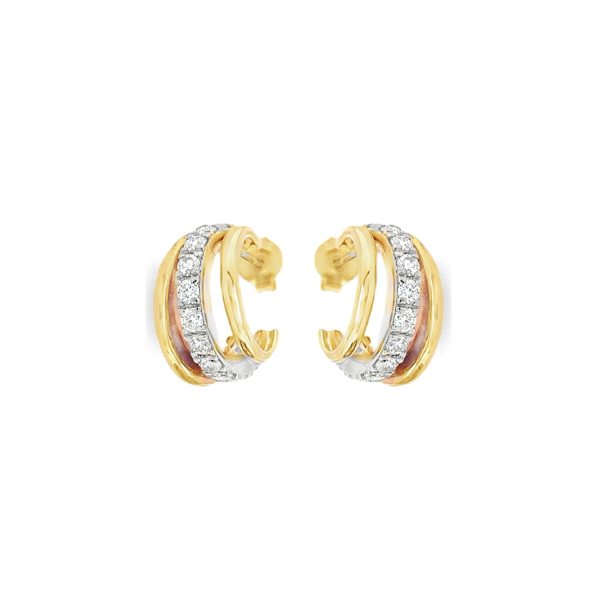 Dual Row Moissanite Pavé Hoops in Vermeil Gold