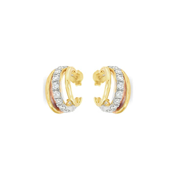 Dual Row Moissanite Pavé Hoops in Vermeil Gold