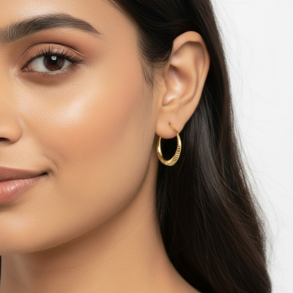 Sleek Filigree Gold Hoops