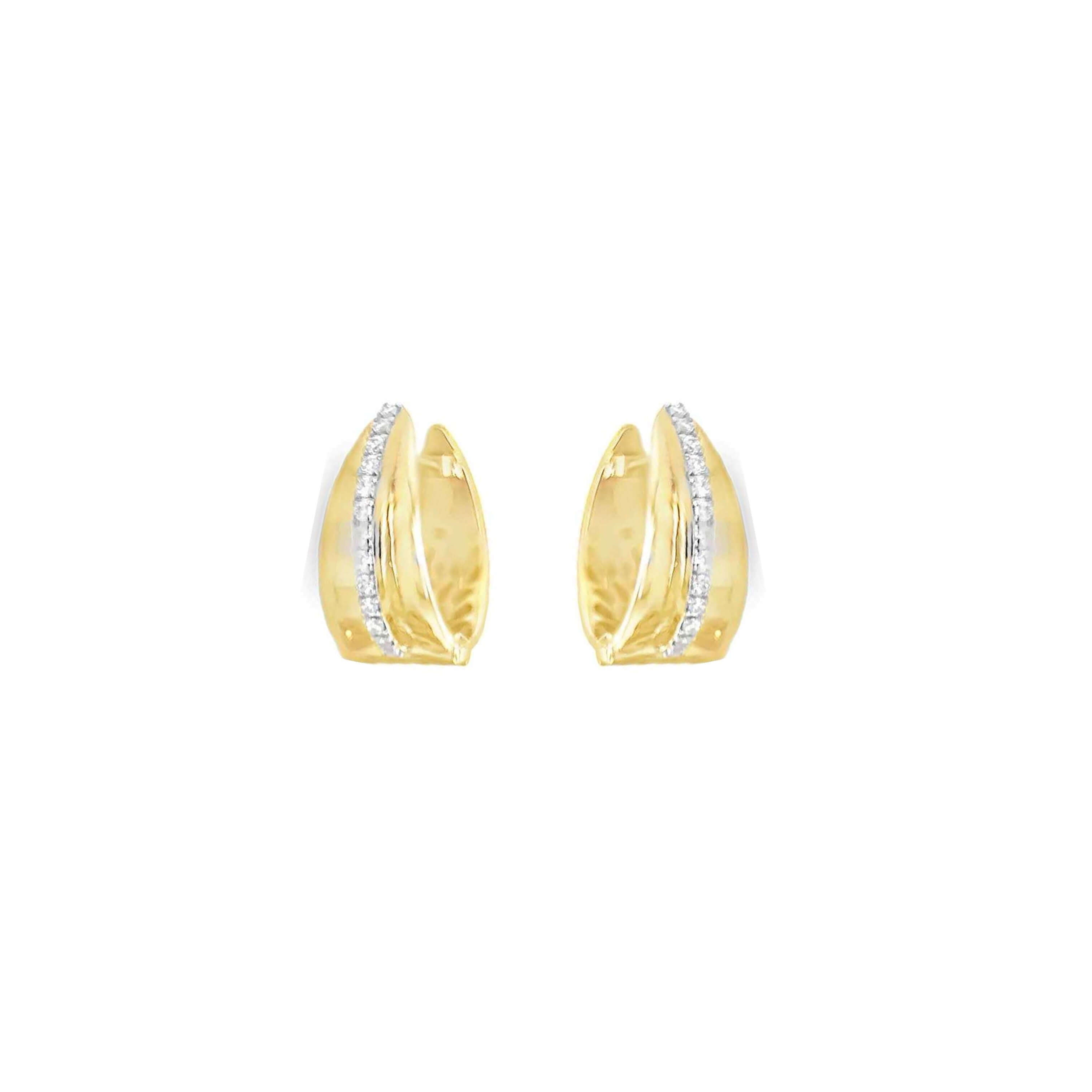 Sculpted Moissanite Accent Hoops in Vermeil Gold