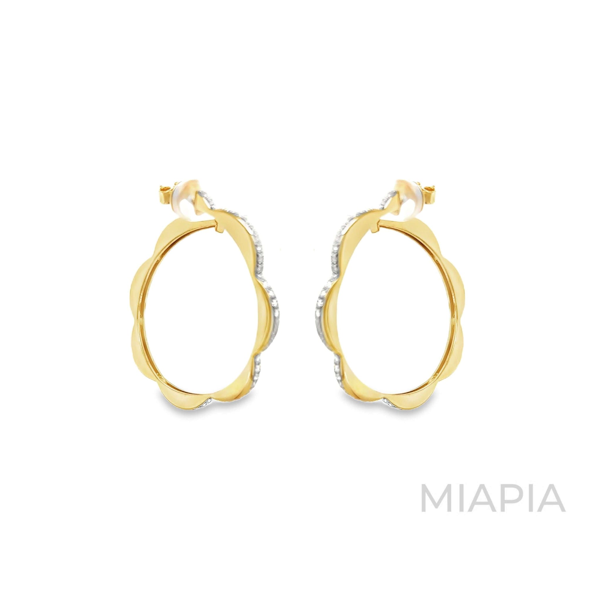 Wave Double-Sided Pave Hoops in Vermeil Gold