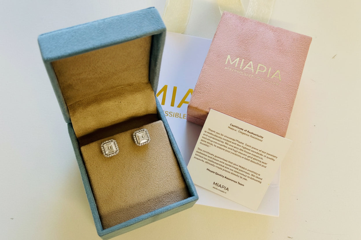3-Carat Asscher Cut Moissanite Halo Studs