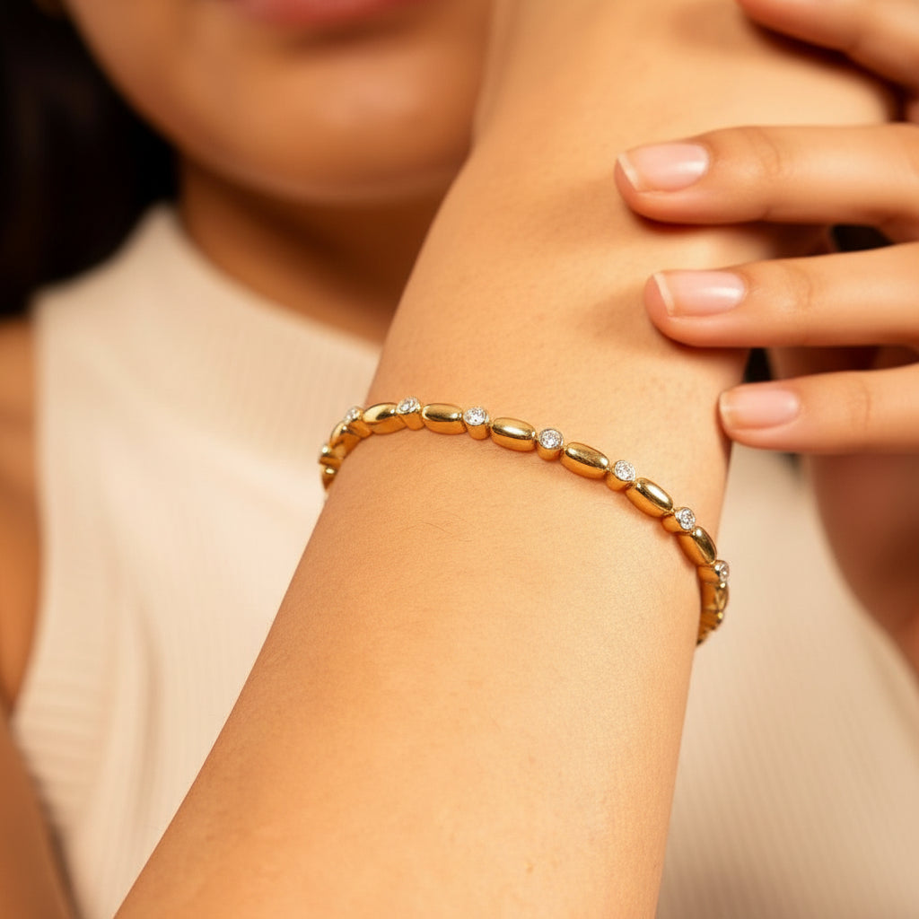 Golden Bead and Spark Bracelet