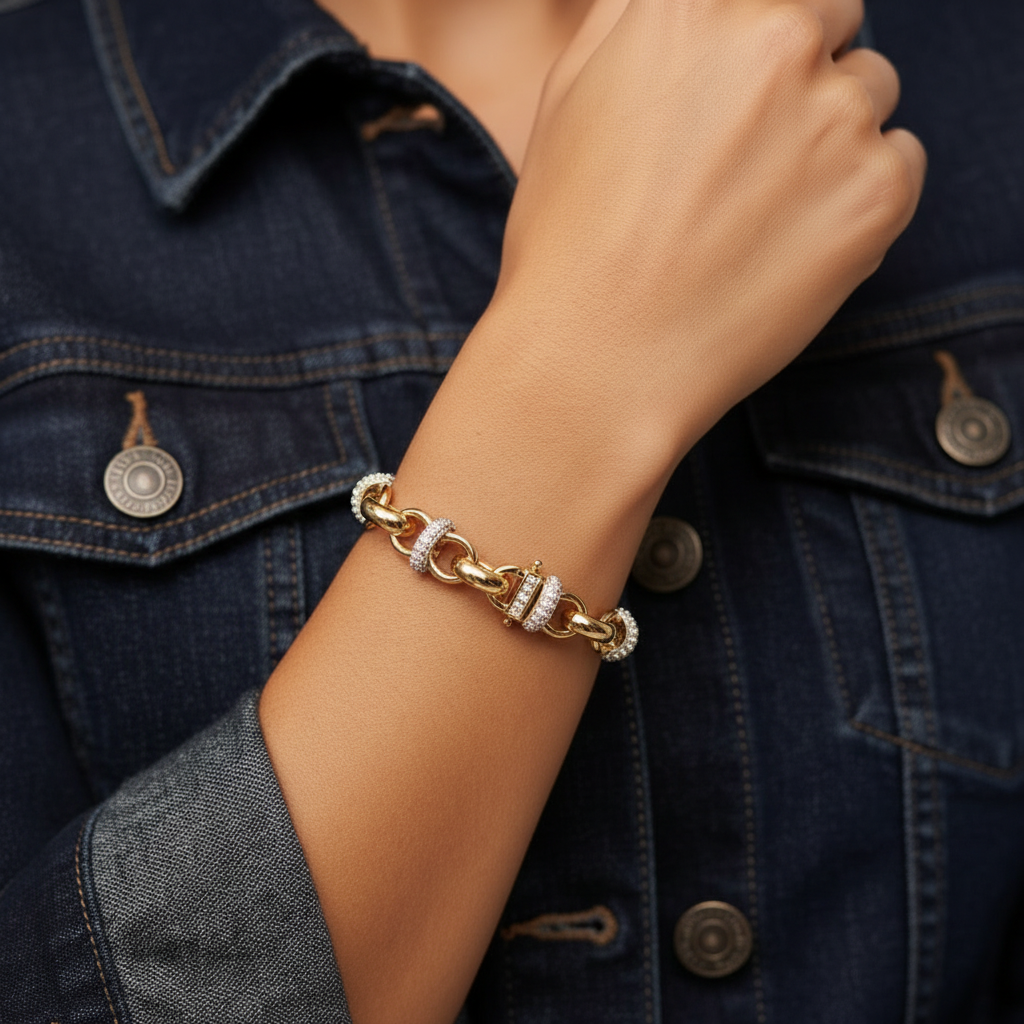 Golden Links Statement Bracelet
