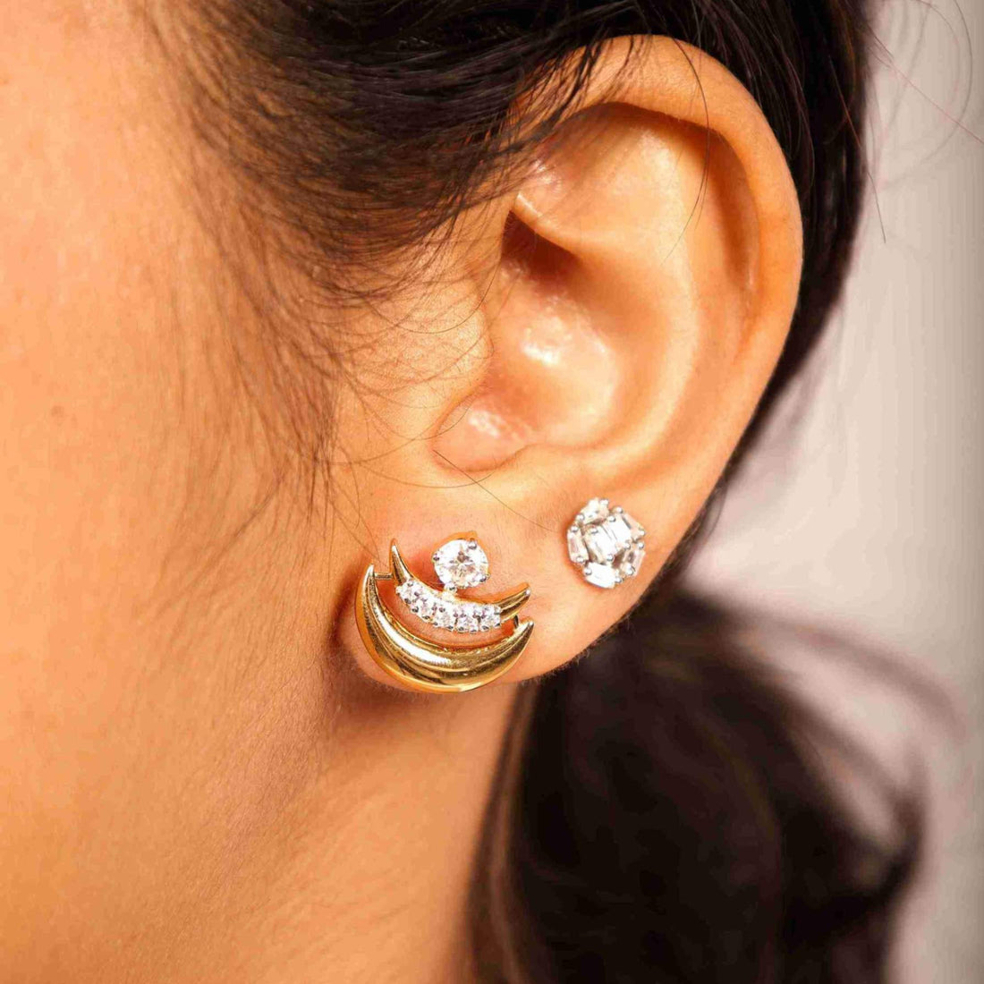 Crescent Sparkle Studs