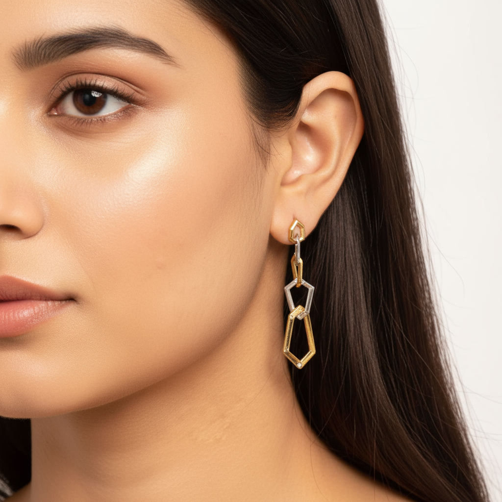 Geo-Link Chain Earrings