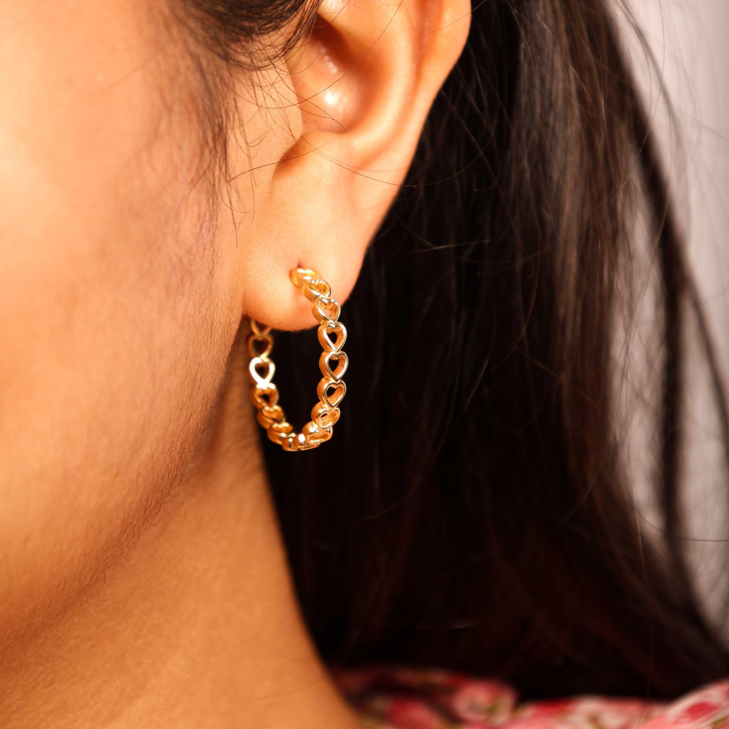 Golden Heart Arc Hoops
