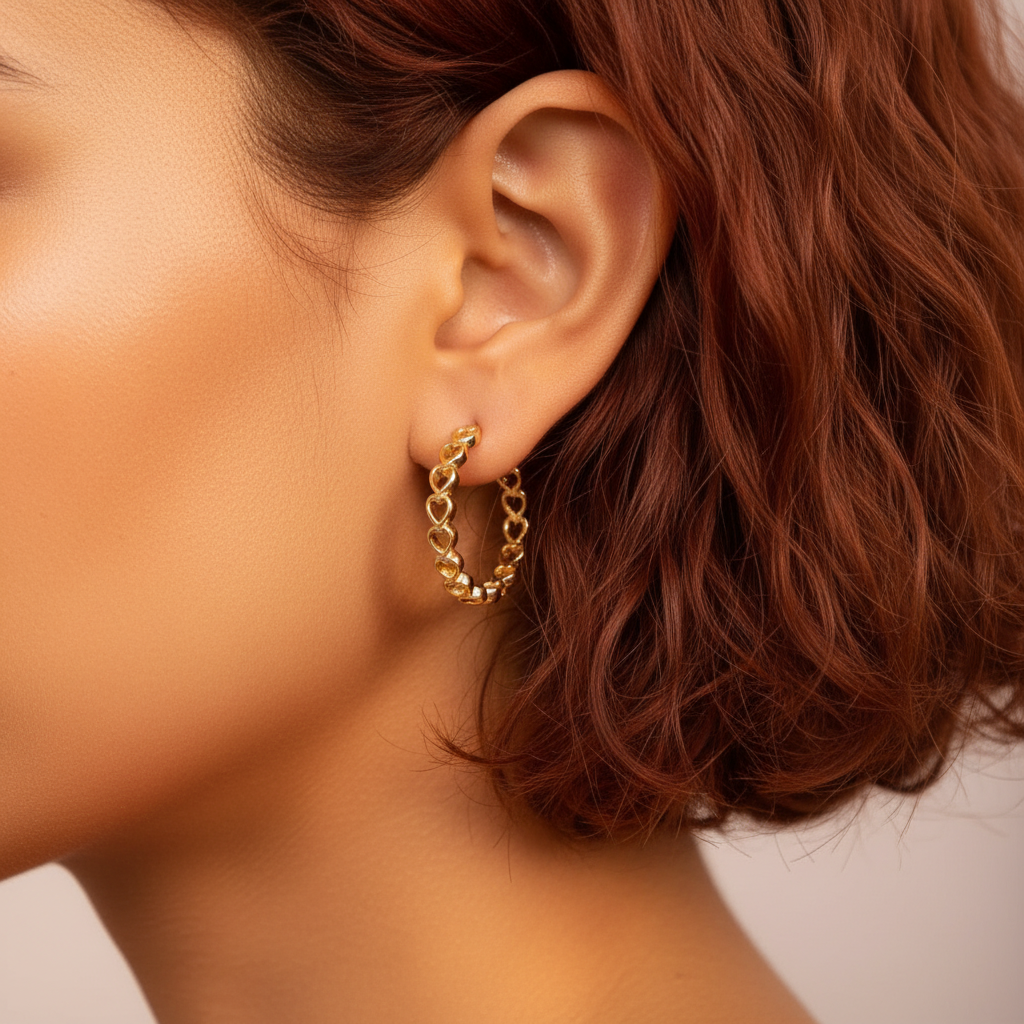 Golden Heart Arc Hoops