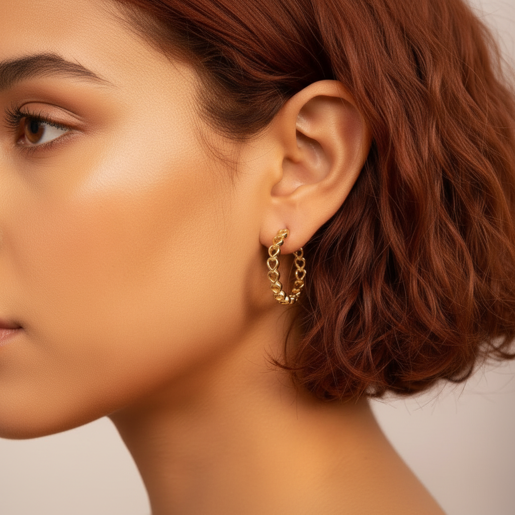 Golden Heart Arc Hoops