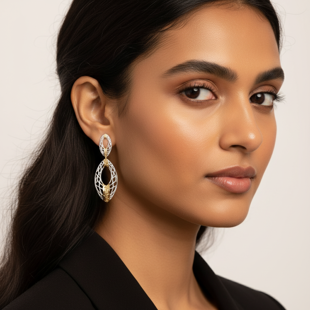 Geometric Filigree Drop Earrings