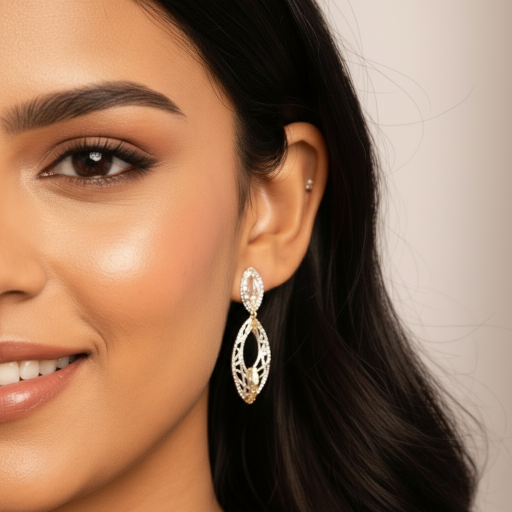 Geometric Filigree Drop Earrings