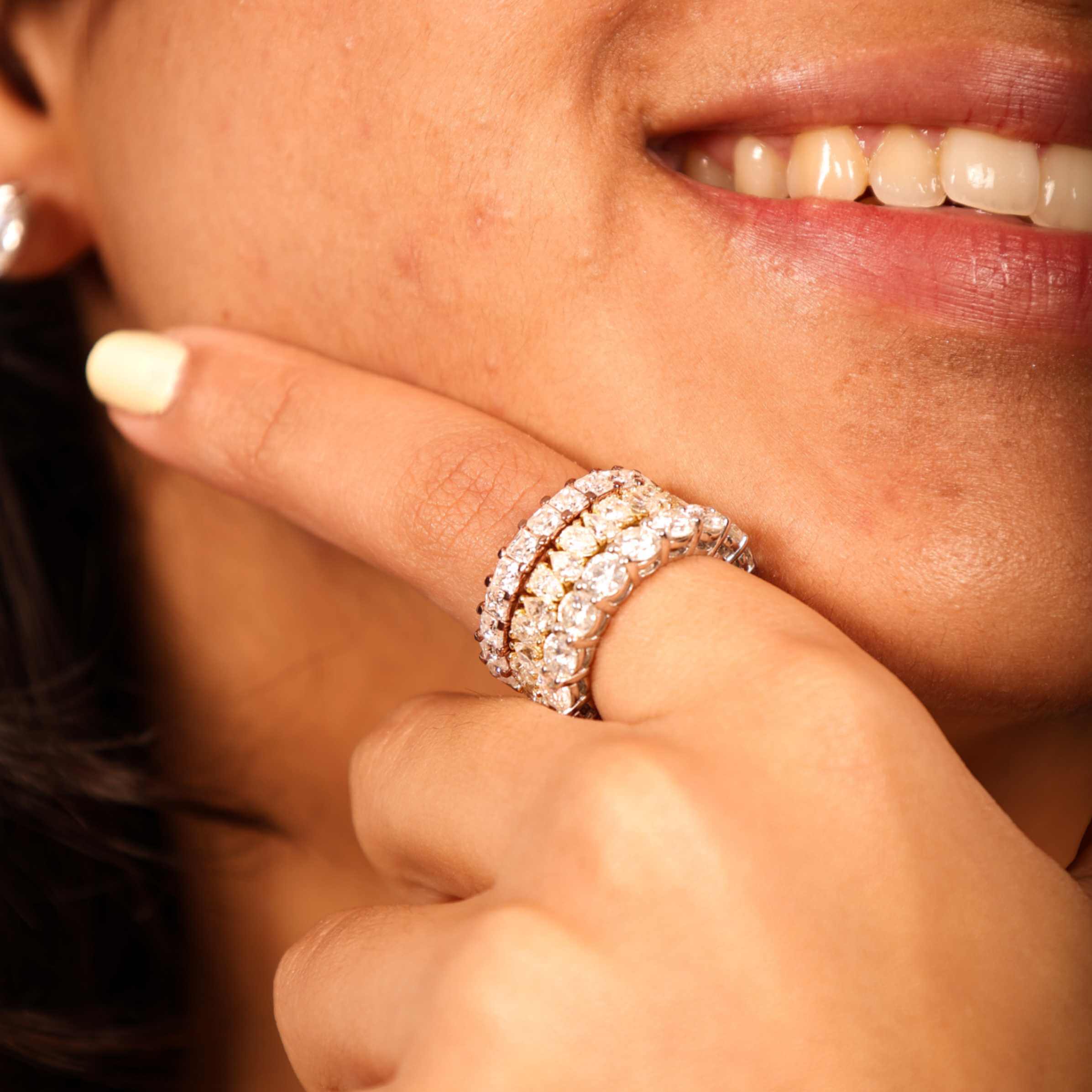 Princess-Cut Moissanite Eternity Band in Vermeil Gold