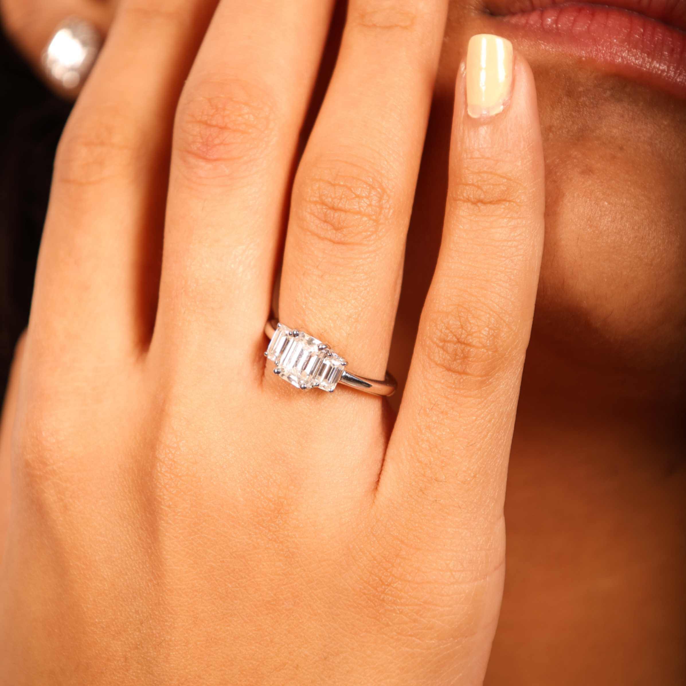 1.5 Carat Emerald Radiance Trilogy Ring