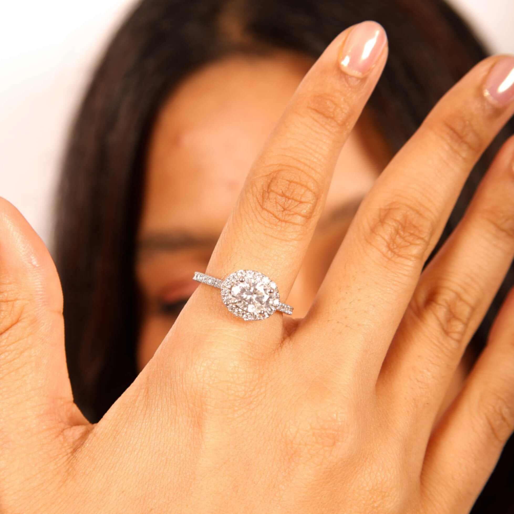 2 Carat Halo Sparkle Solitaire Ring