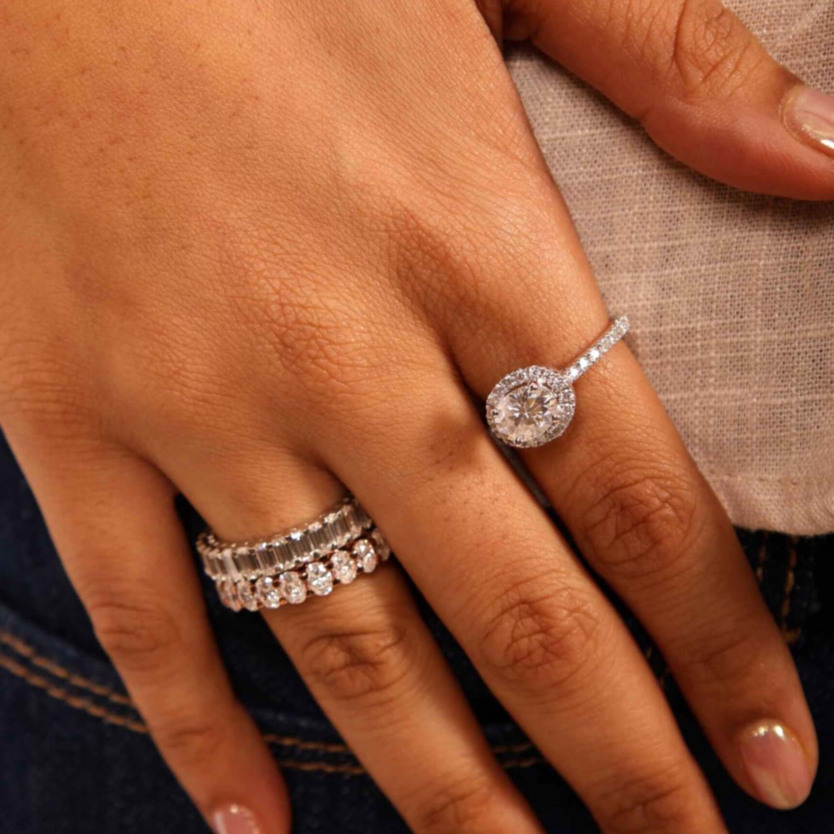 2 Carat Halo Sparkle Solitaire Ring